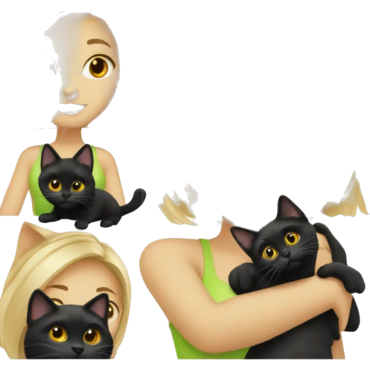 Blonde girl with a black cat emoji
