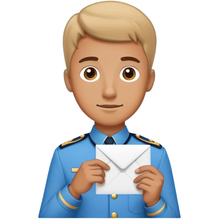 mailman in lightblue uniform holding letter emoji