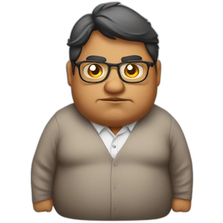 Grumpy fat indian teacher with glasses emoji