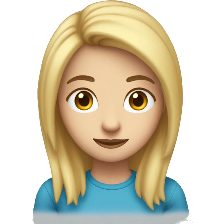 Crea un emoji de una chica con pelo lacio rubio hasta los hombros piel blanca pecas ojos azules y una remera celeste que está leyendo un libro emoji