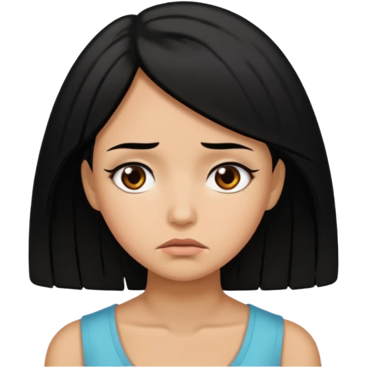 Mujer cabello negro trigueña triste  emoji