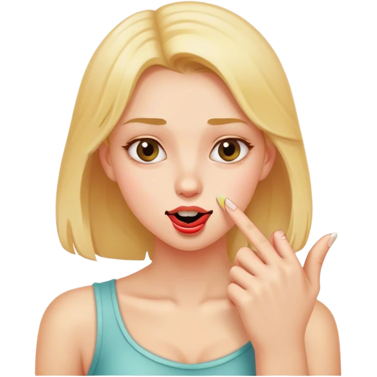 girl biting index finger nail emoji