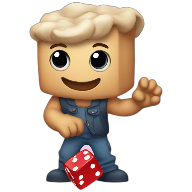 Mumbles rolling a handful dice emoji