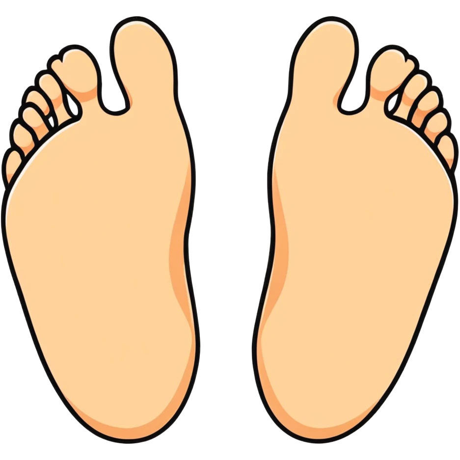 white feet soles, bottom view of feet emoji