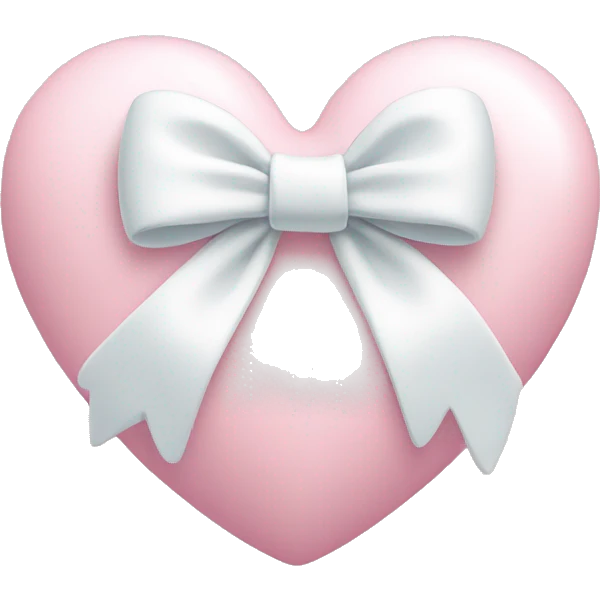 Pastel pink heart with white bow emoji