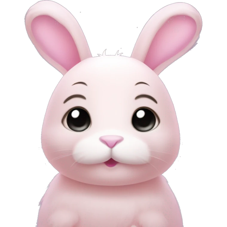 Rabbit "A pastel pink bunny with silky fur, sparkling eyes, long glowing ears, and tiny stars floating around its soft, rounded body." emoji