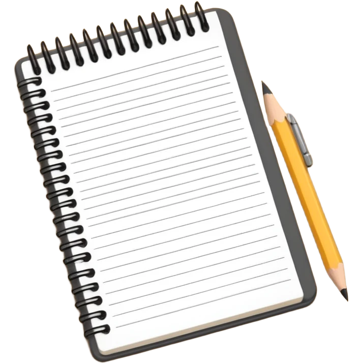 notebook with a pencil and English letters emoji