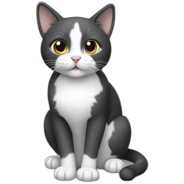 Black grey and white cat  emoji