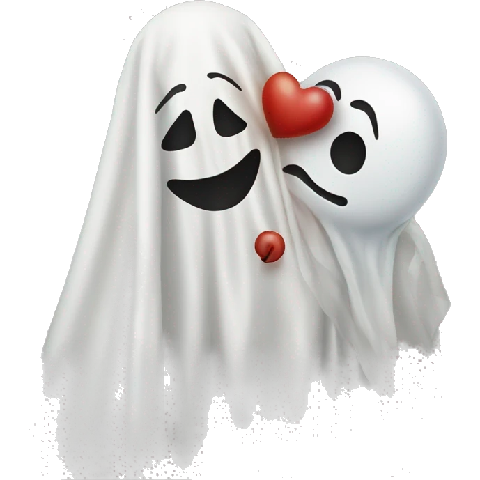 Female clown kissing a sheet ghost emoji