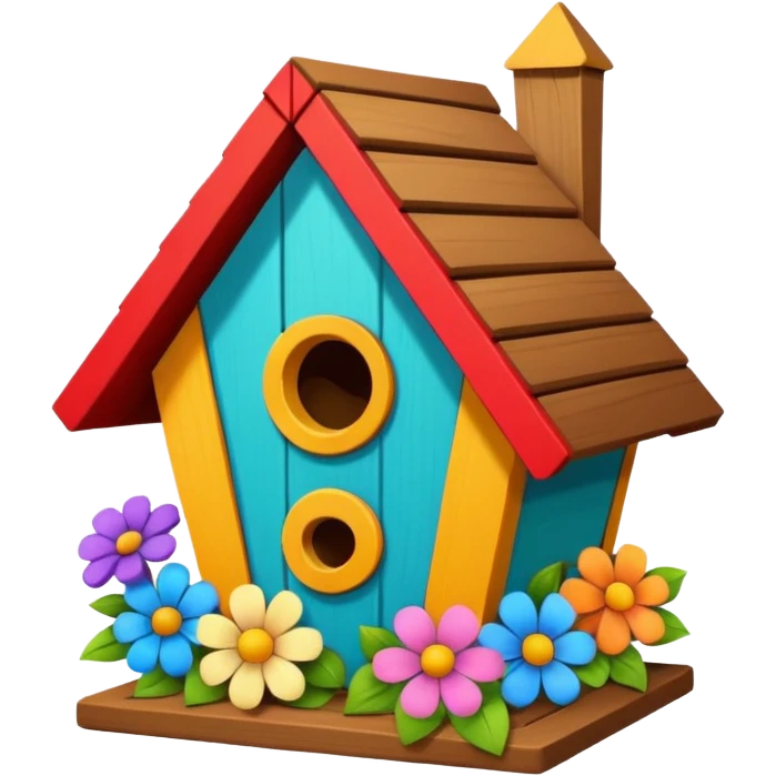Birdhouse with flowers emoji