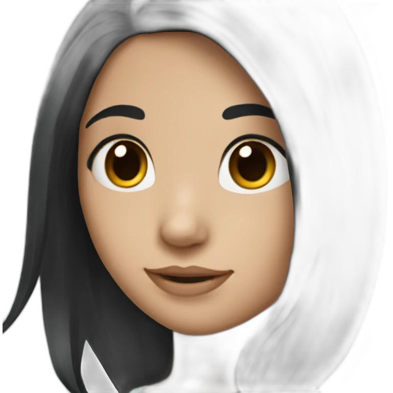 White skin Girl with long black hair and dimples emoji