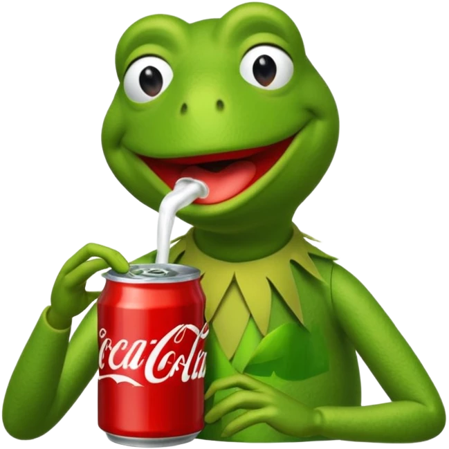 Kermit the frog drinking coca cola emoji