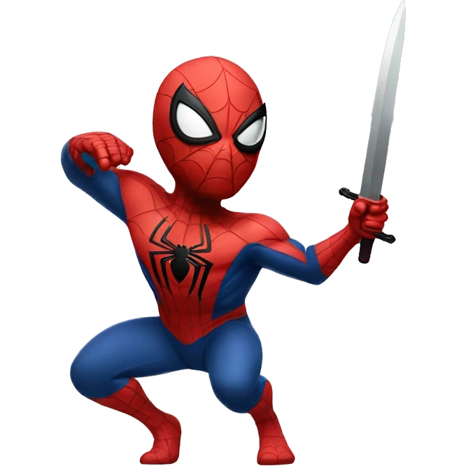 Spider-man with a sword in a slicing pose emoji