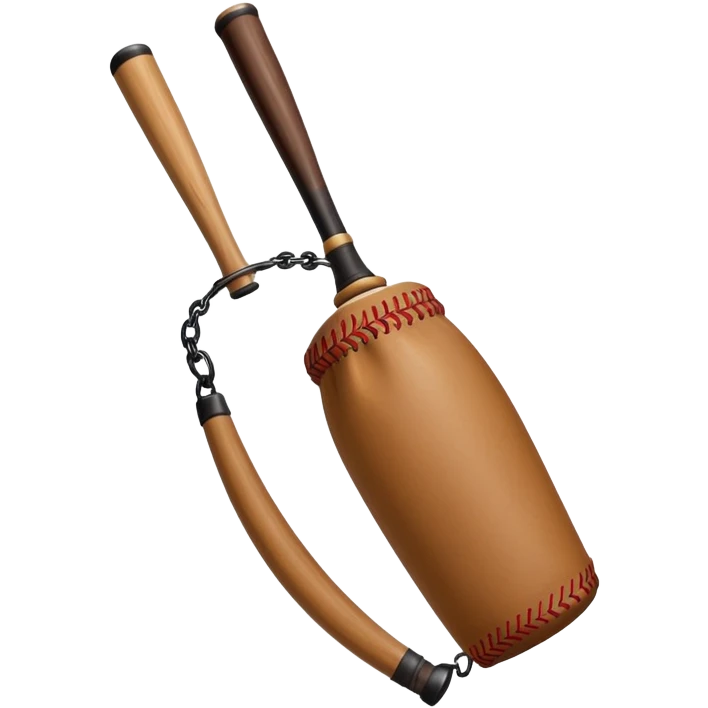 two saggy pouches attached to the bottom of a baseball bat emoji