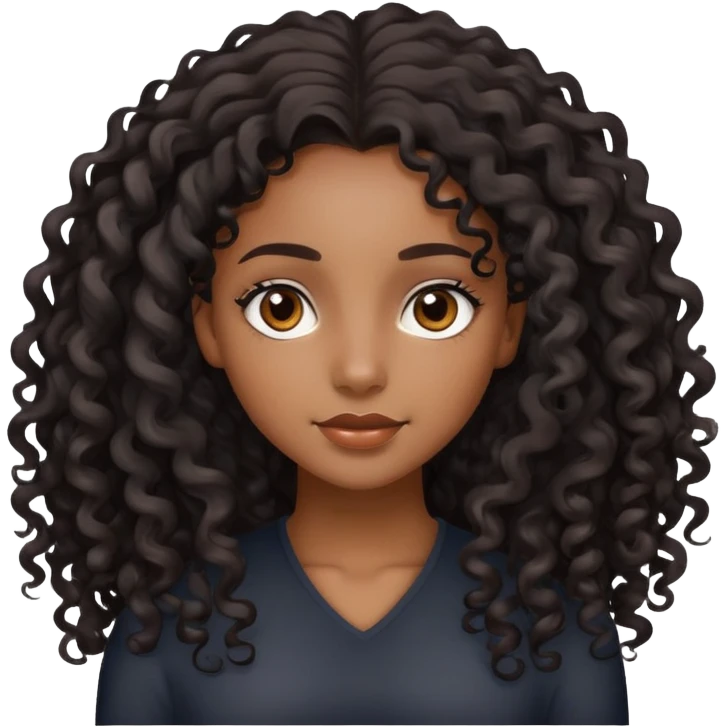 pretty black girl with long curly hair emoji