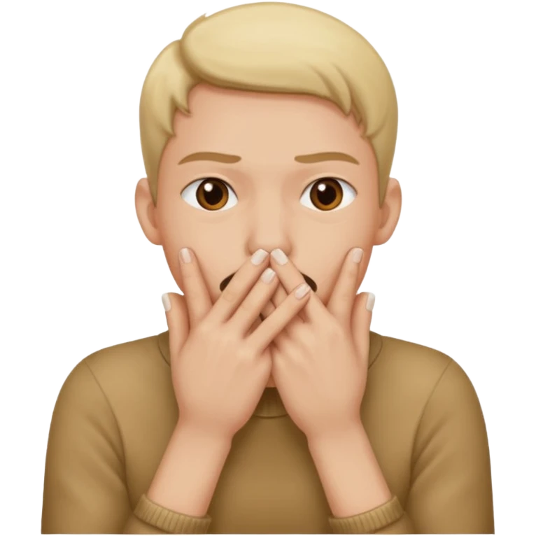 face biting nails on both hands, hands covering mouth emoji