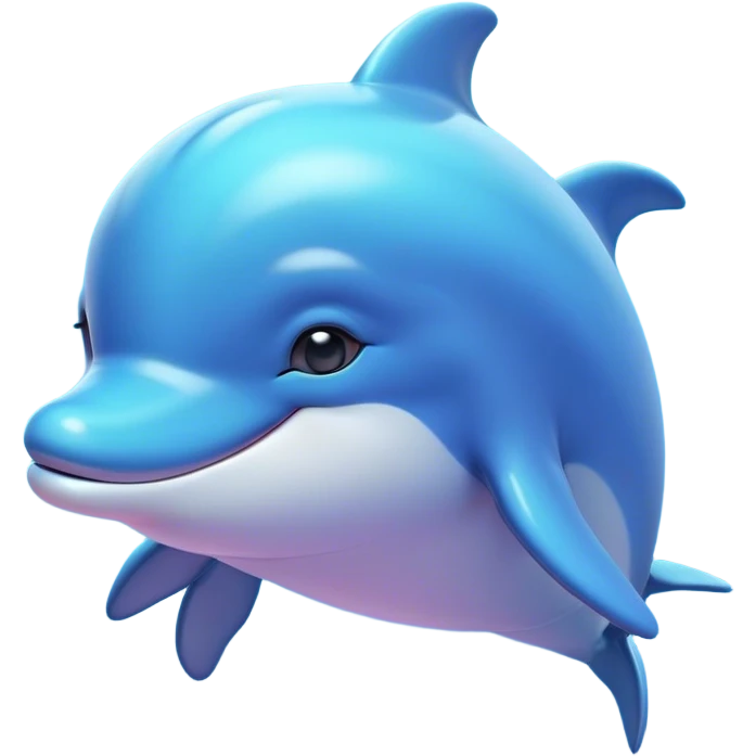 Cinematic Huggable Dolphin Portrait Emoji, Embracing a cuddly, rounded form with a soft, inviting silhouette and a gentle, warm smile, featuring smooth, glossy skin and large, endearing eyes that sparkle with affection, Simplified yet irresistibly adorable features, highly detailed, glowing with a tender, pastel aquatic glow, high shine, comforting and delightful, stylized with an air of plush marine lovability, soft glowing outline, capturing the essence of a super cute dolphin that seems as if it could be hugged into your heart! emoji