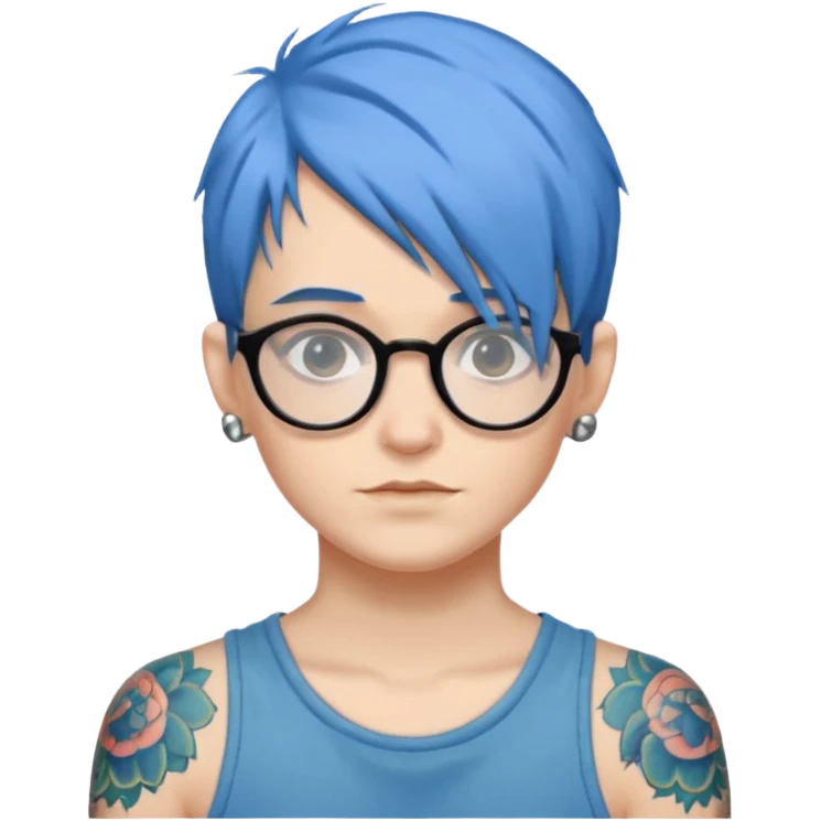 Tattooed & Blue Haired with glasse emoji