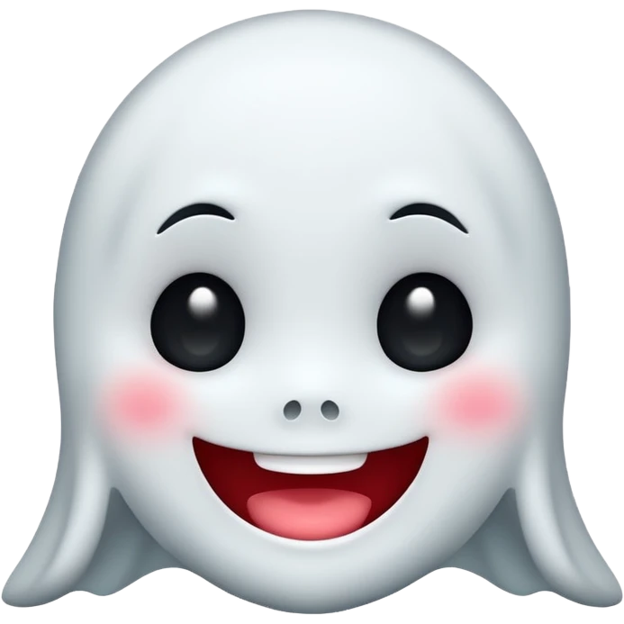 little cute ghost is smiling with blushed face, only face emoji