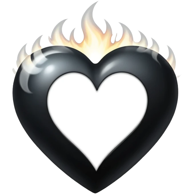 Black heart with white flames emoji