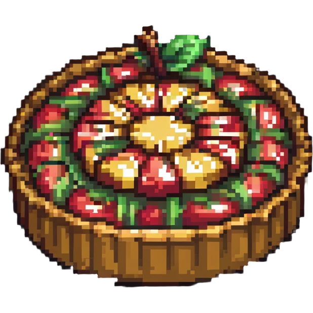 apple tart seen from above, pixel art style emoji
