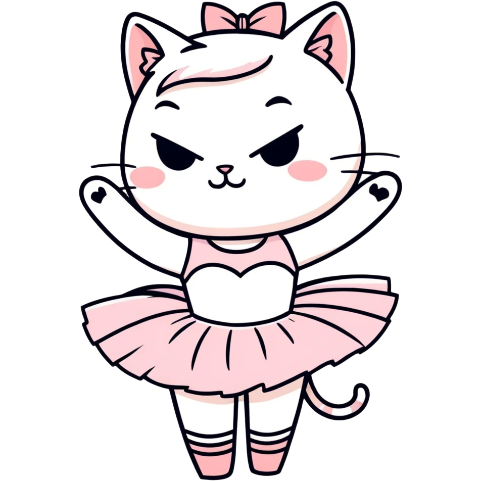 Ballerina cat with a pink tutu saying shit emoji
