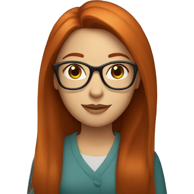 redhead woman with long straight hair and glasses emoji