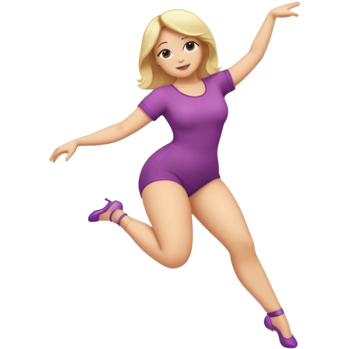 fullbody curvy blonde woman cartoon emoji style back view dancing or jumping SFW no nudity emoji