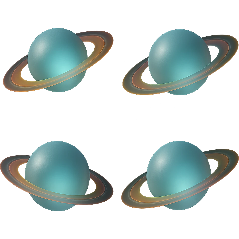 Make Saturn's rings more colorful in a matte glass style with no background. emoji