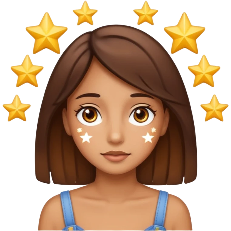 Arap esmer bir kız gözlerinde yıldız var iphone emojisi gibi  emoji