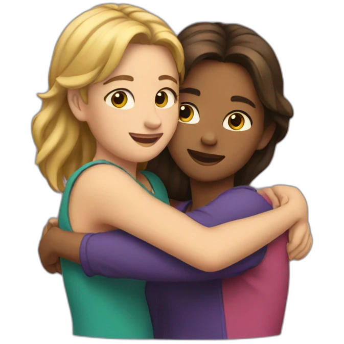 Two girl hugging each other emoji