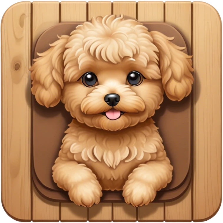 Tan maltipoo sunbathing on a deck emoji