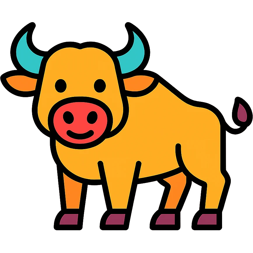 buffalo, playful and vibrant, with black outlines and color fill emoji