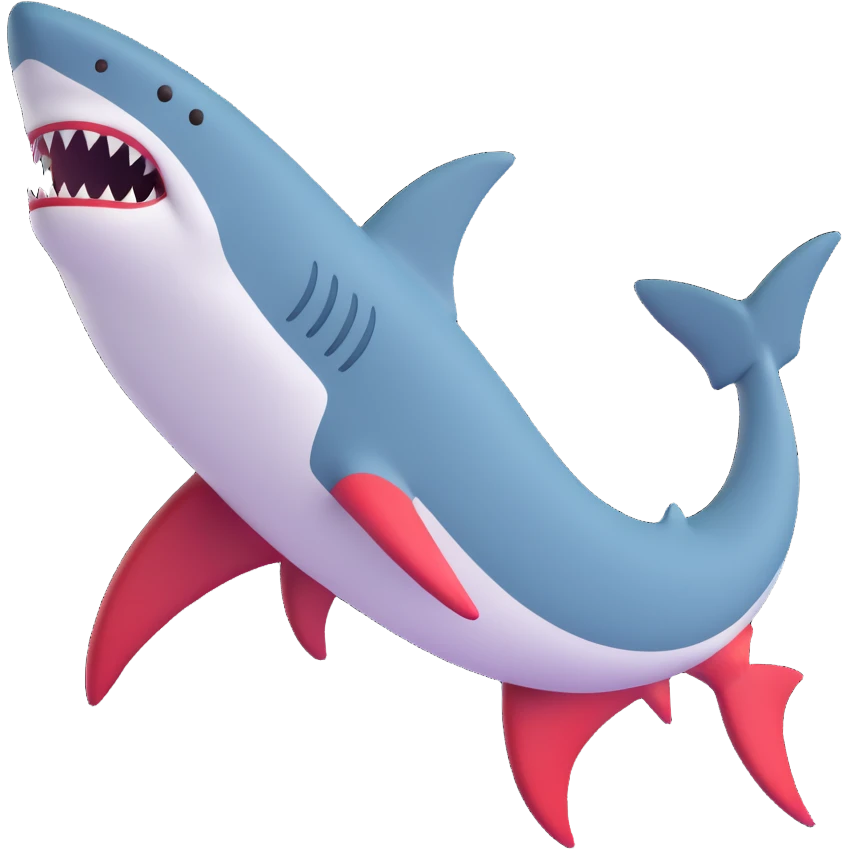 shark with red and white Jordans on fins and back fin emoji