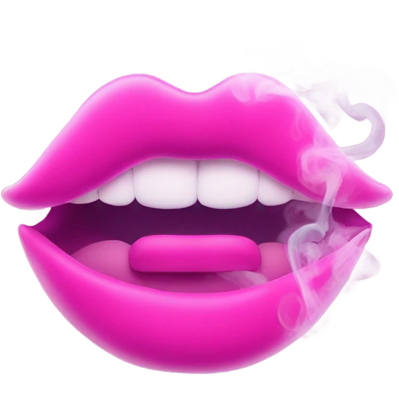 Neon pink lips smoke and release smoke emoji