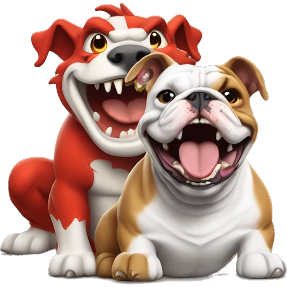 Welsh dragon laughing at English bulldog emoji