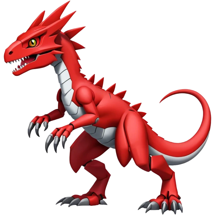  Cool Edgy Red Digimon-Fakemon-Guilmon-Velociraptor-Dragon-Mecha full body emoji