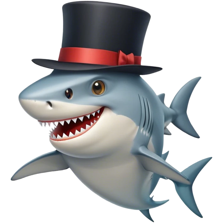 Shark with a top hat emoji