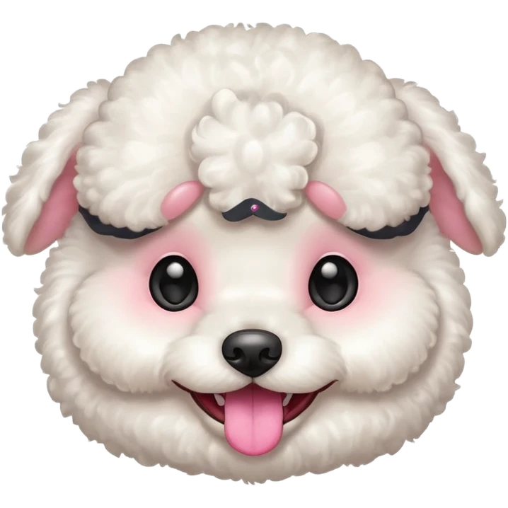 smile, baby white toy Poodle,only face  emoji