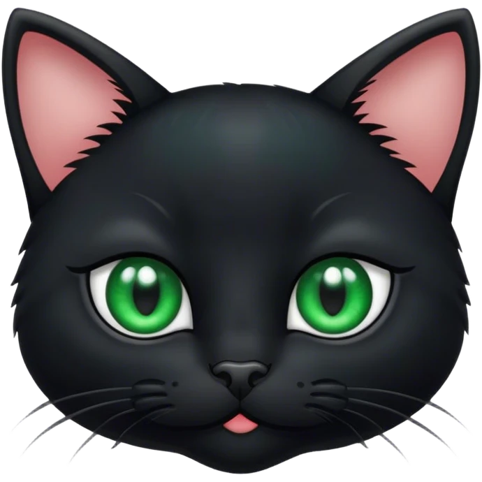 Black kitten face with big green eyes  emoji