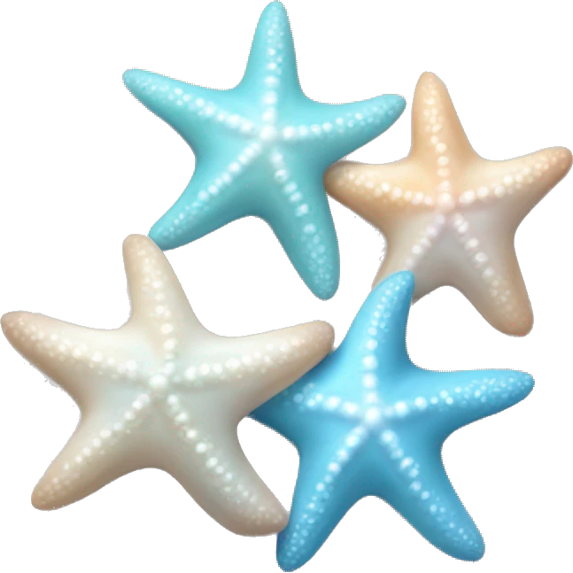 2 starfish shells one pastel blue and one a pearly white  emoji