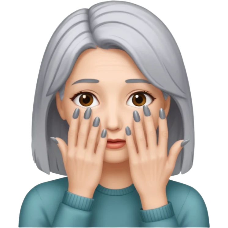 woman with gray hair and hand covering face emoji