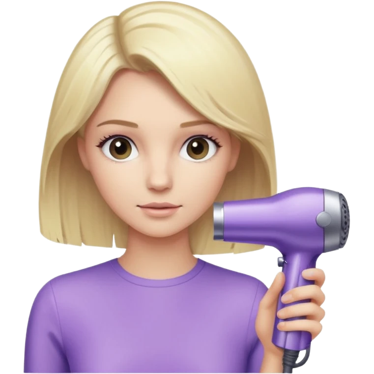 blonde with light purple Dyson hair dryer emoji
