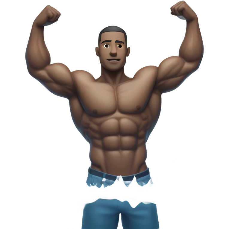 white muscle man figure sticking out of the sea level emoji