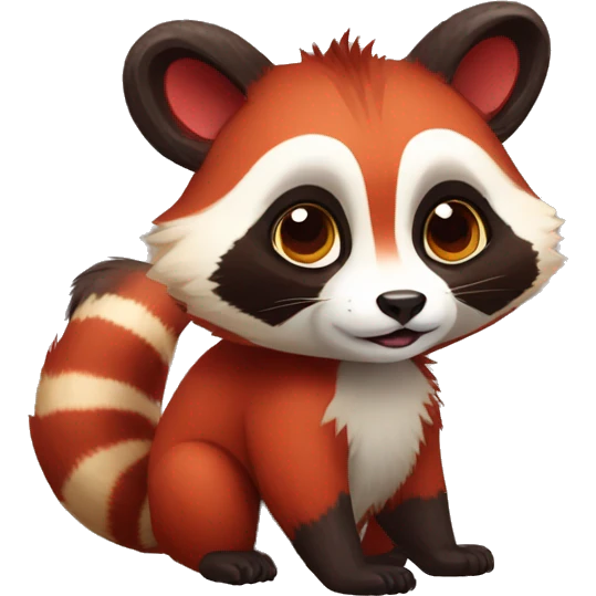 Cute red raccoon-panda-lemur-hybrid full body emoji