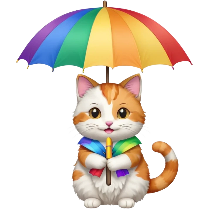 Cat with rainbow umbrella emoji