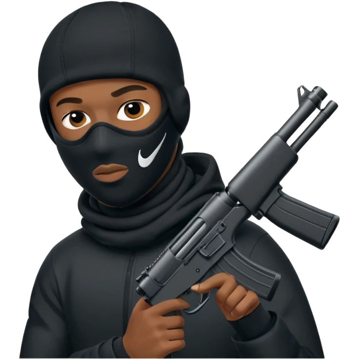 Nike ski mask black man with gun emoji