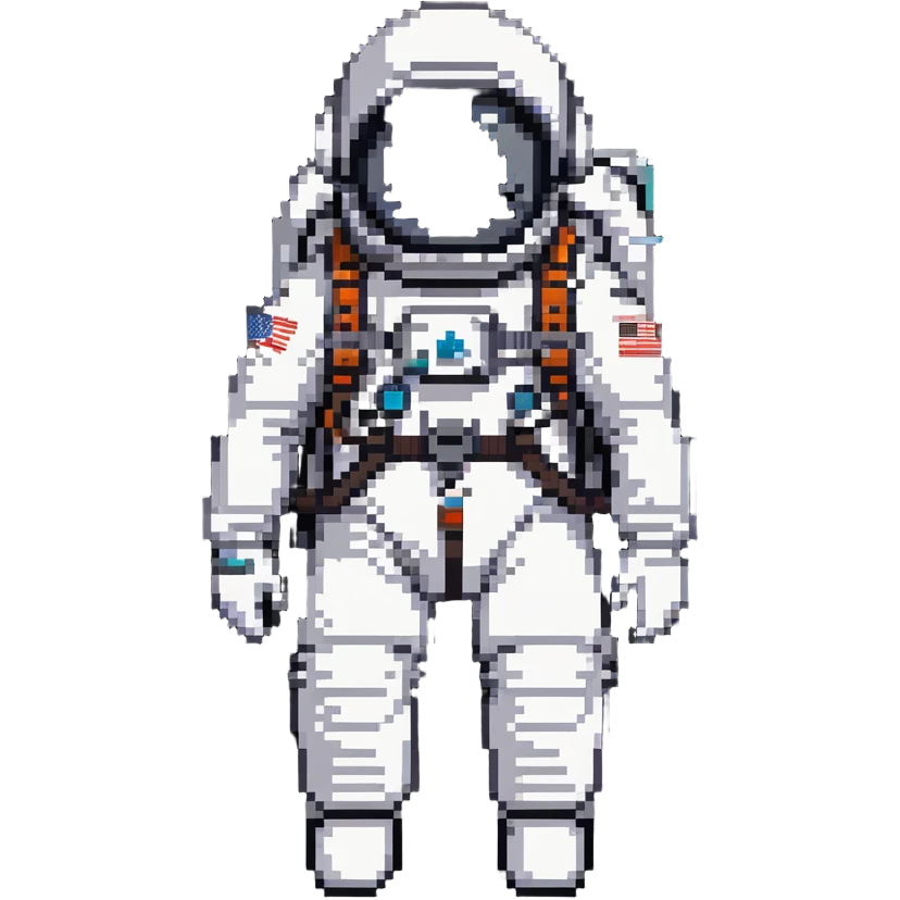astronaut in white space suit with large helmet, gloves and life-support backpack exploring emoji