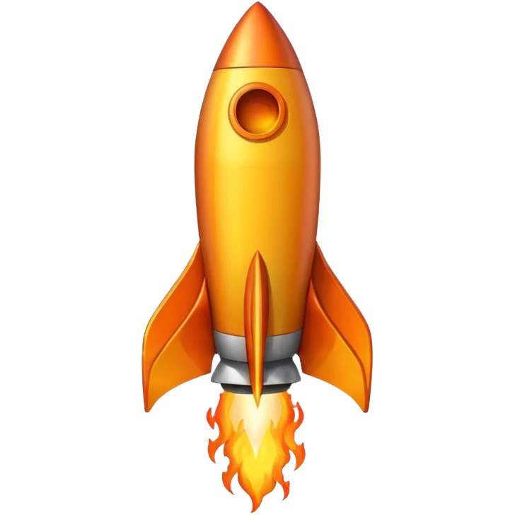 create a imoji showing rocket going in south east direction with proper flames. emoji