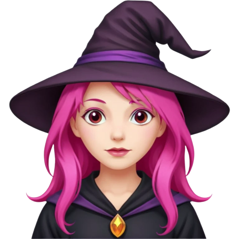 Witch with long bright pink hair emoji